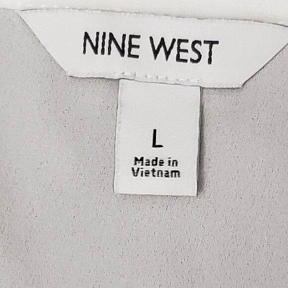 Nine West Womens White Sleeveless V-Neck Blouse Large - Picture 4 of 5